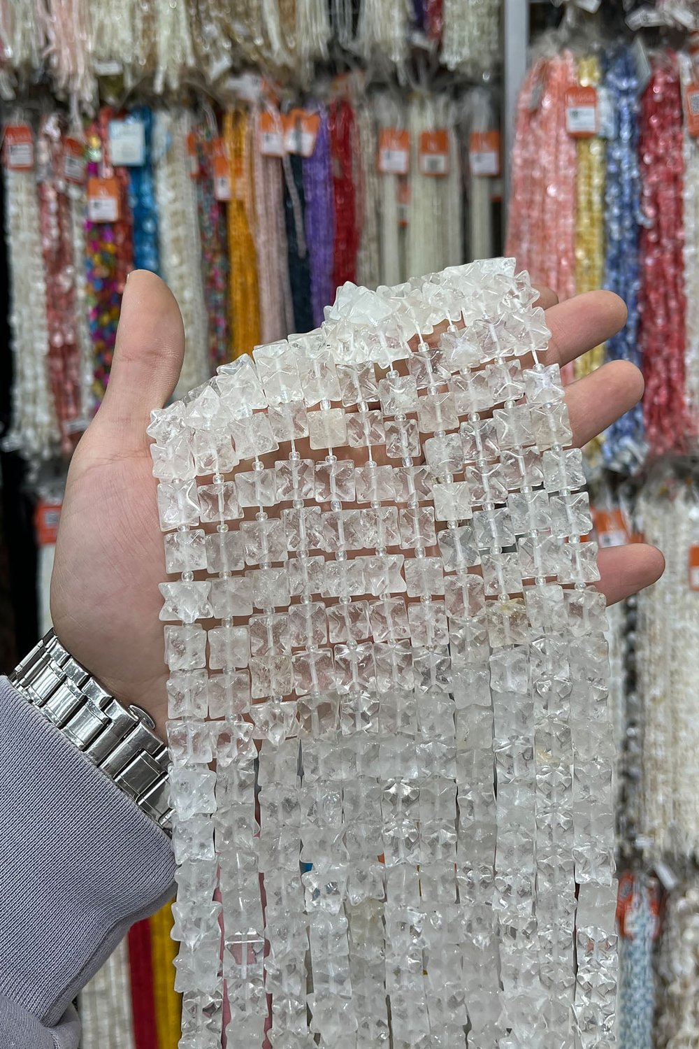 Kristal Kuvars Doğal Taş Küp Yıldız Kesim 10x10mm Dizi