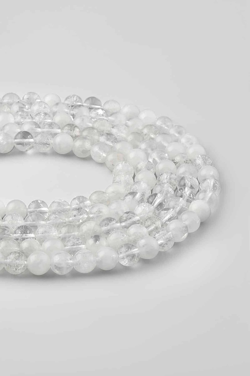 Crystal Quartz Stone Round-Cut Shiny 8mm Bead Strand [AB]