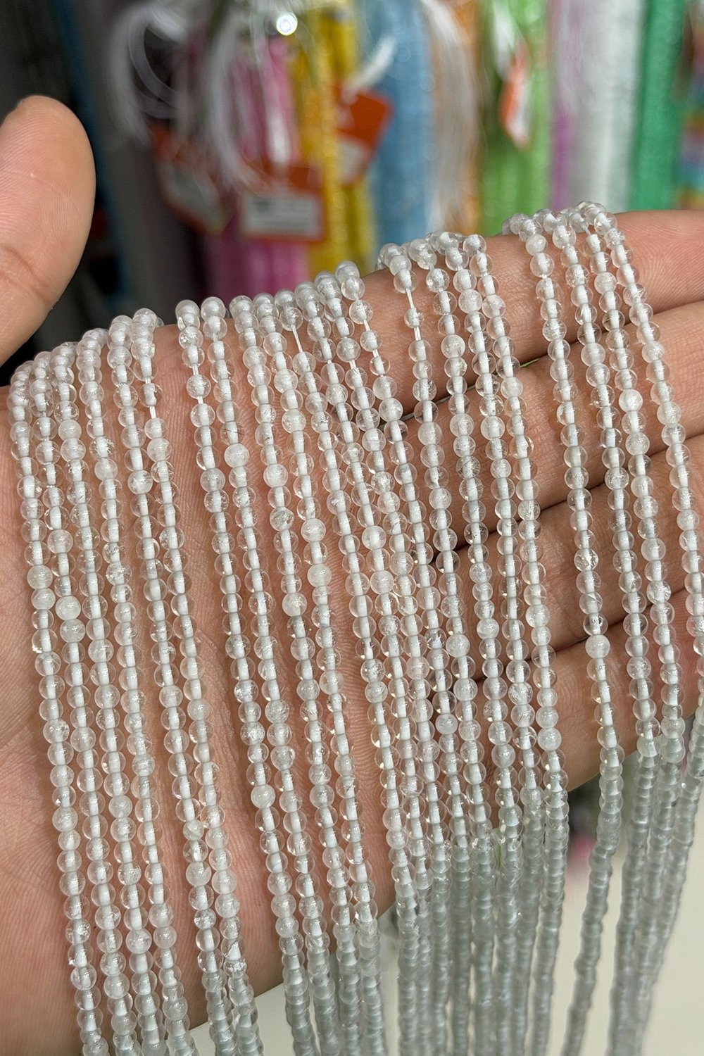 Kristal Kuvars Taşı Küre Kesim Parlak 3mm Doğal Taş Dizi [AB+]
