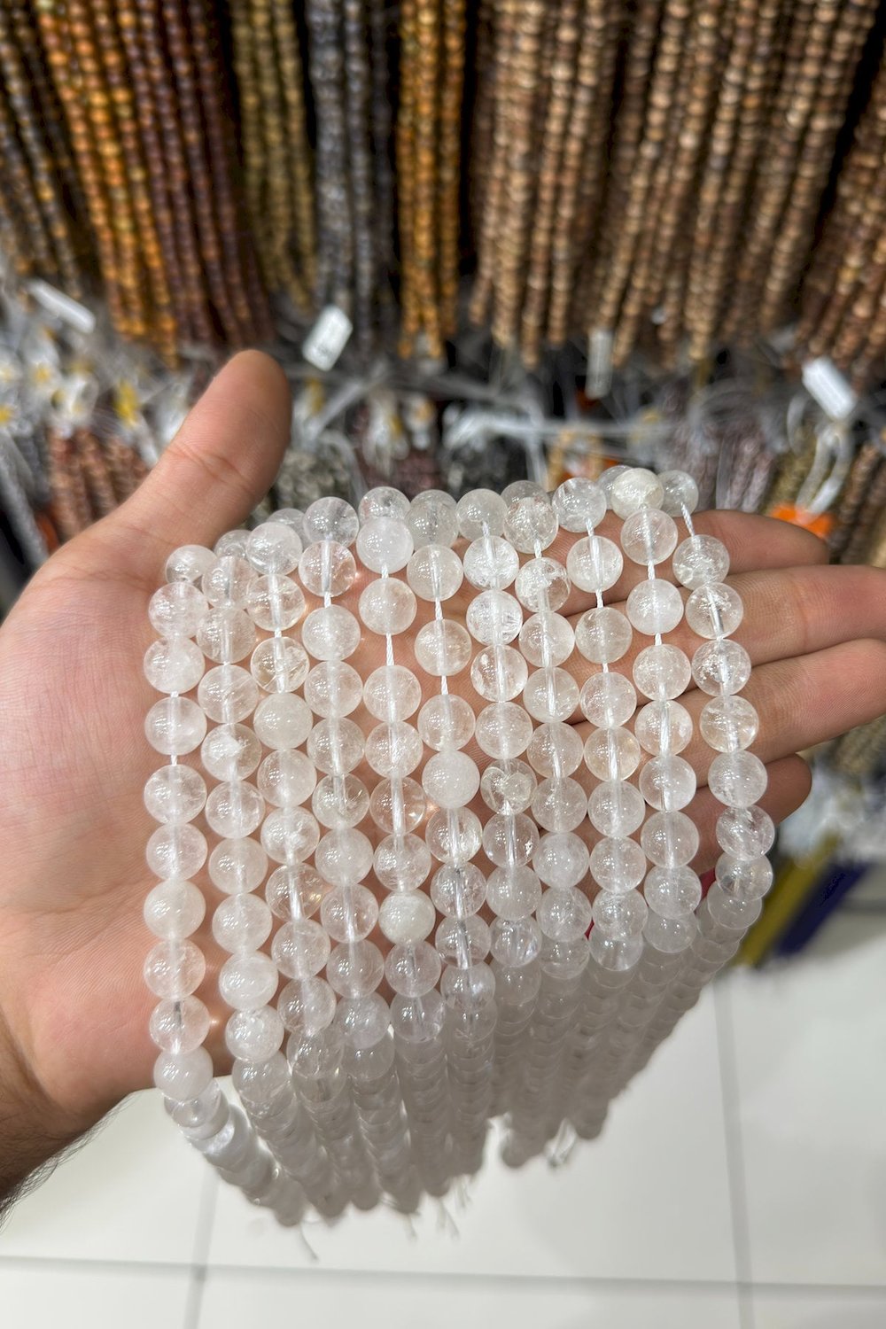 Kristal Kuvars Taşı Şeffaf Küre Kesim Parlak Şeffaf 10mm Doğal Taş Dizi [AA]