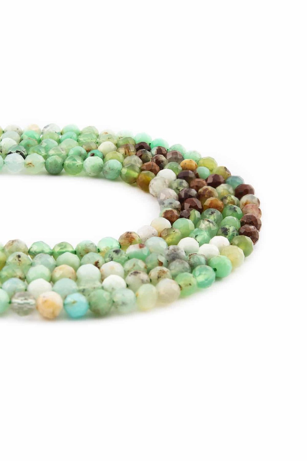 Chrysoprase Natural Stone Shiny Globe Crystal Cut 4mm String Of Beads AB