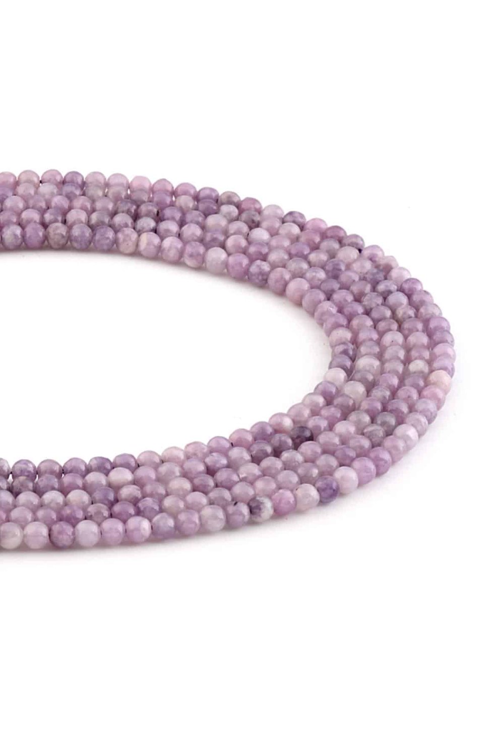Kunzite Stone Round-Cut 4mm Bead Strand