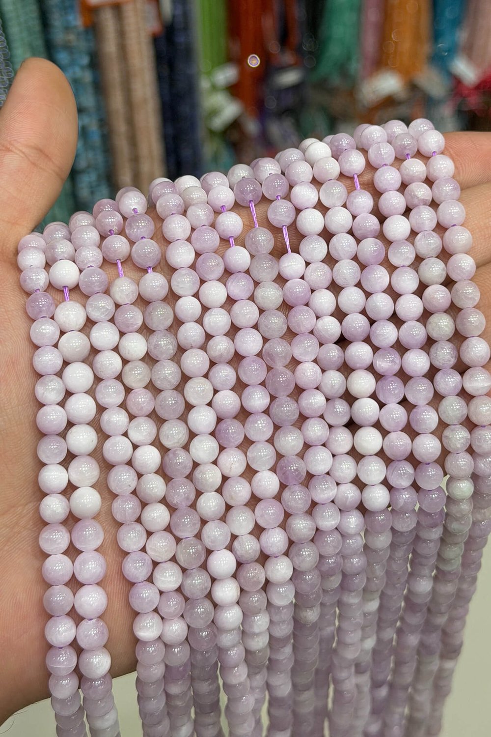 Kunzit Taşı Küre Kesim Parlak 6mm Doğal Taş Dizi