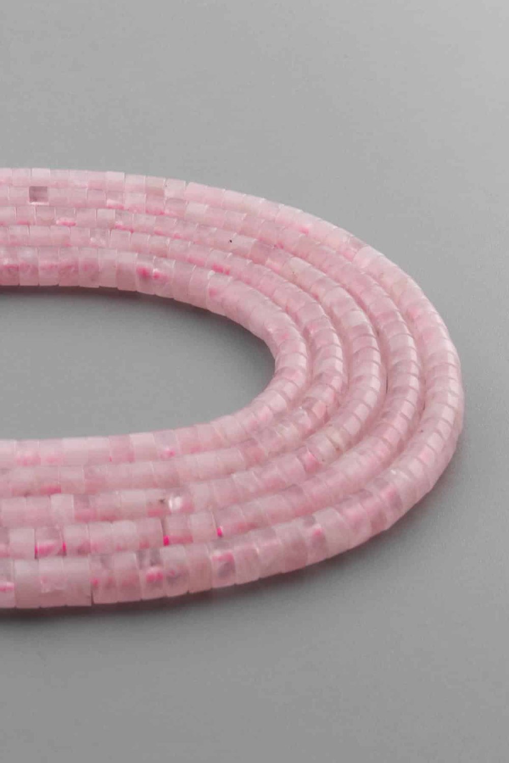 Quartz Natural Stone Shiny Pink Dore Cut 4x2mm String Of Beads