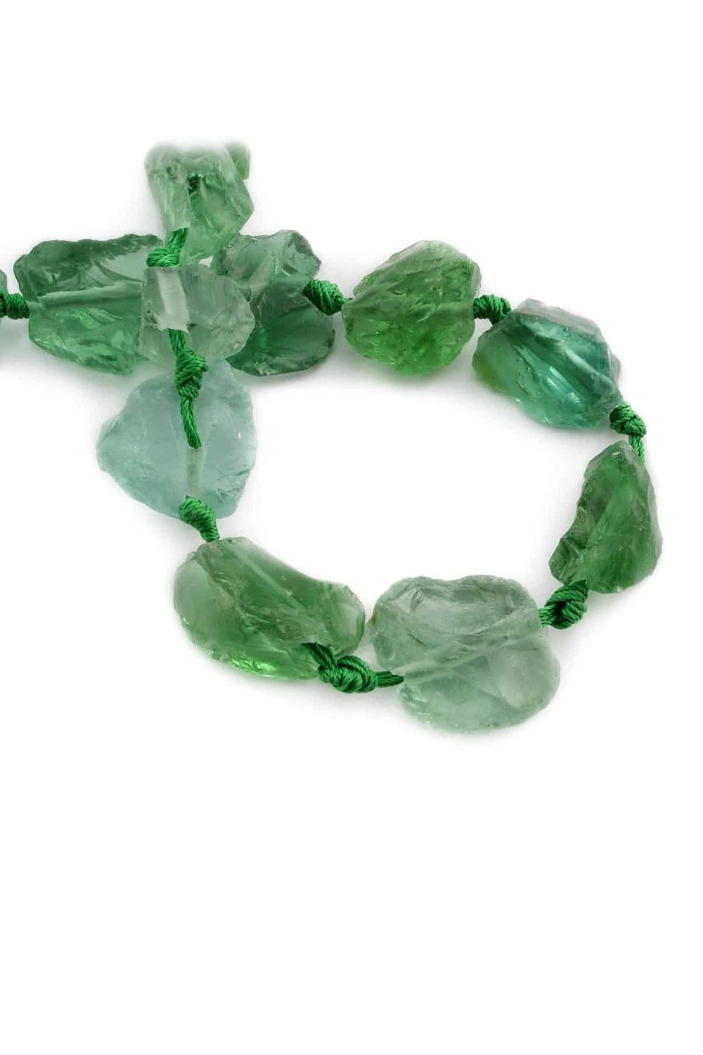 Quartz Natural Stone Green Crude Mass Cut 15x25mm String Of Beads