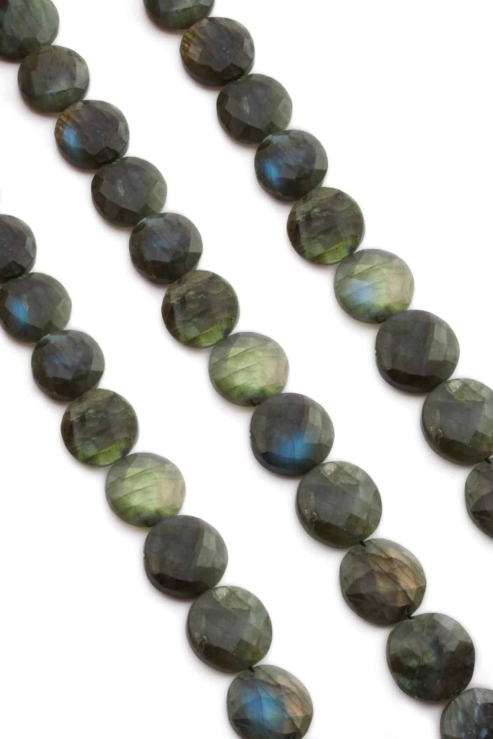 Labradorite Natural Stone Circle Crystal Cut 18x7mm String Of Beads [AA]