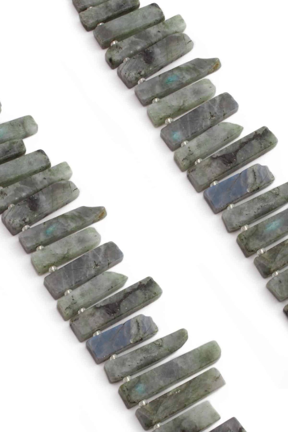 Labradorite Natural Stone Rectangular Cut 10x40mm String Of Beads