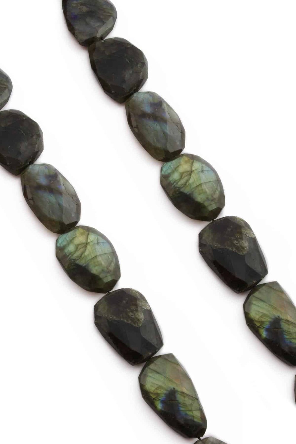 Labradorite Natural Stone Oval Crystal Cut 20x30mm String Of Beads [AA]