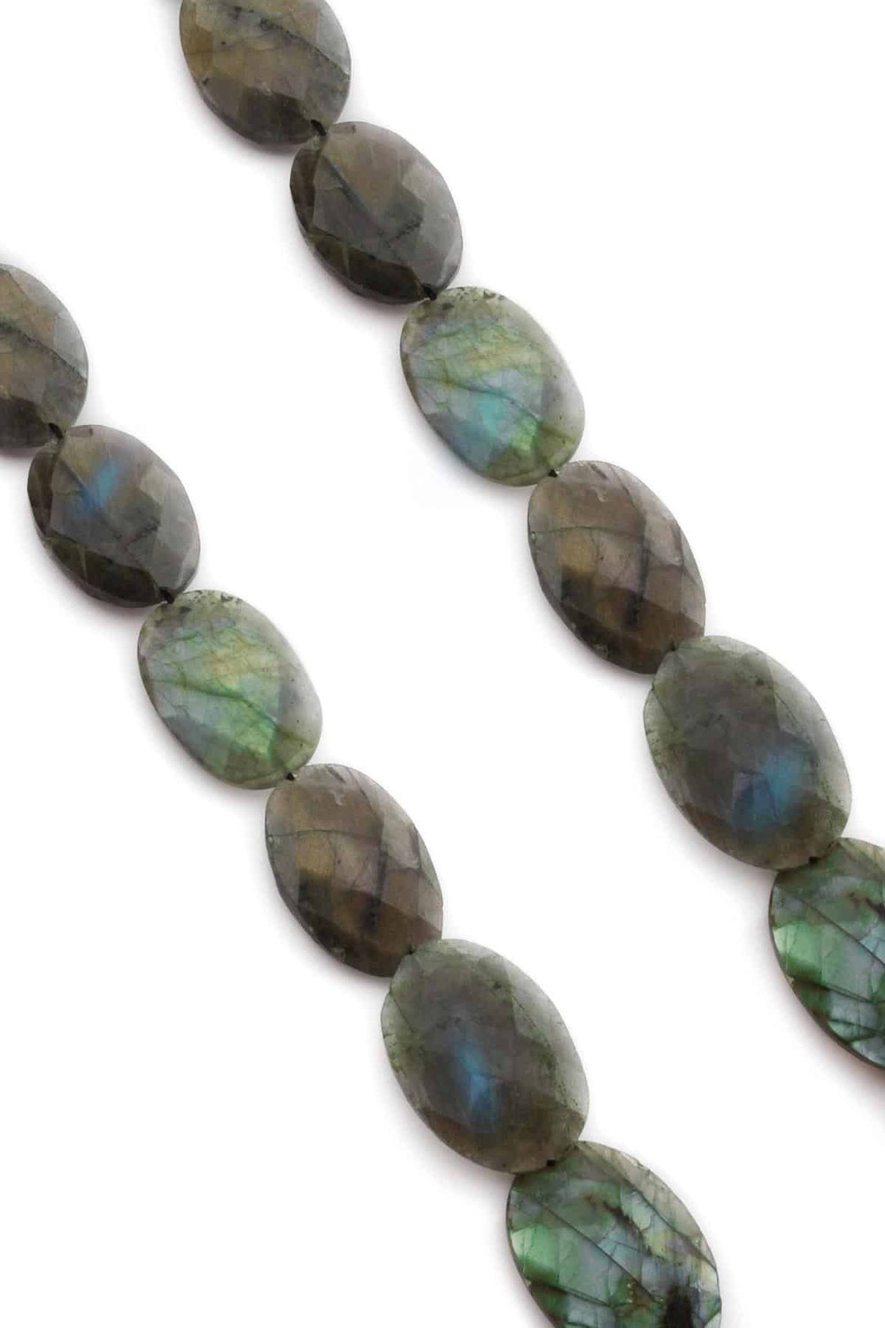 Labradorite Natural Stone Oval Crystal Cut 20x25mm String Of Beads [AA]
