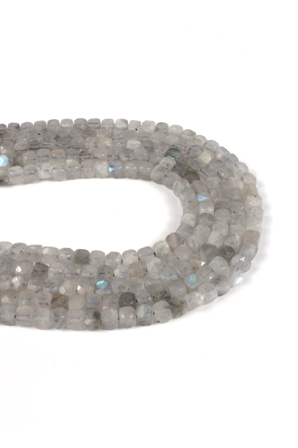 Labradorite Natural Stone Shiny Cube Cut 4x4mm String Of Beads