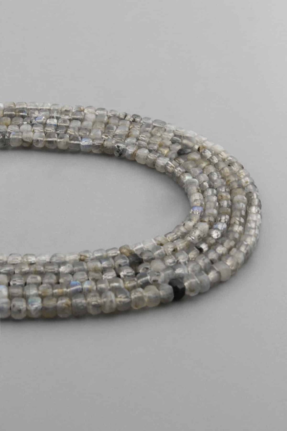 Labradorite Natural Stone Shiny Cube Crystal Cut 3x3mm String Of Beads