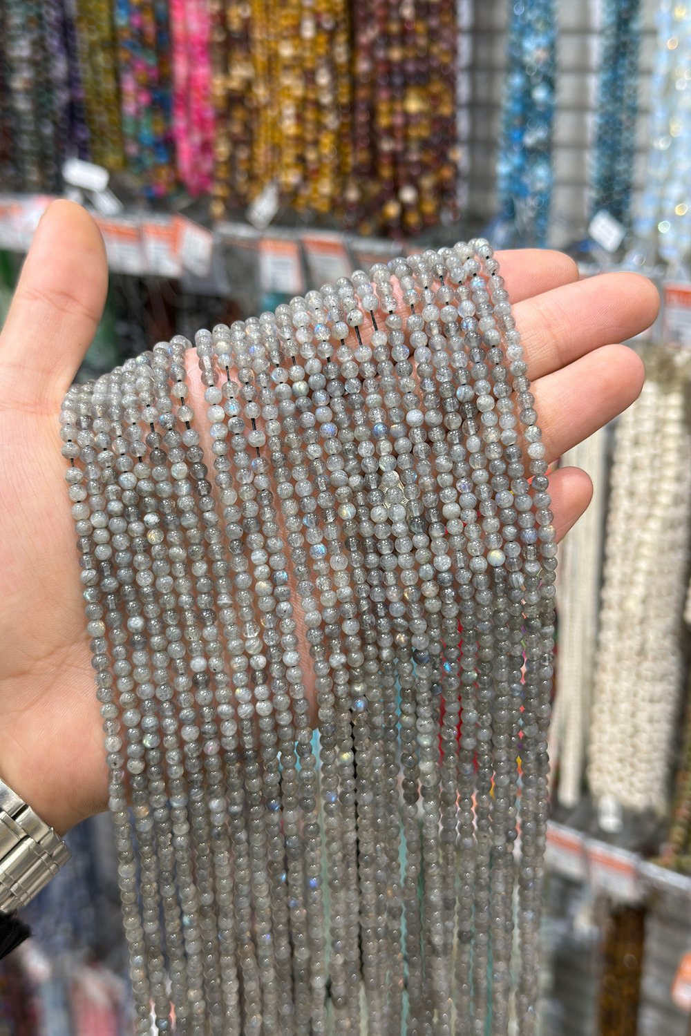 Labradorit Taşı Küre Kesim Parlak 4mm Doğal Taş Dizi [AA]