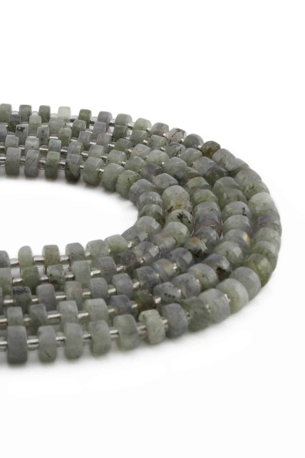 Labradorite Natural Stone Shiny Washer Cut 6x4mm String Of Beads