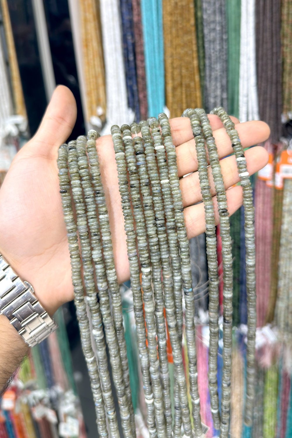 Labradorit Doğal Taş Rondela Kesim 6x2mm Dizi