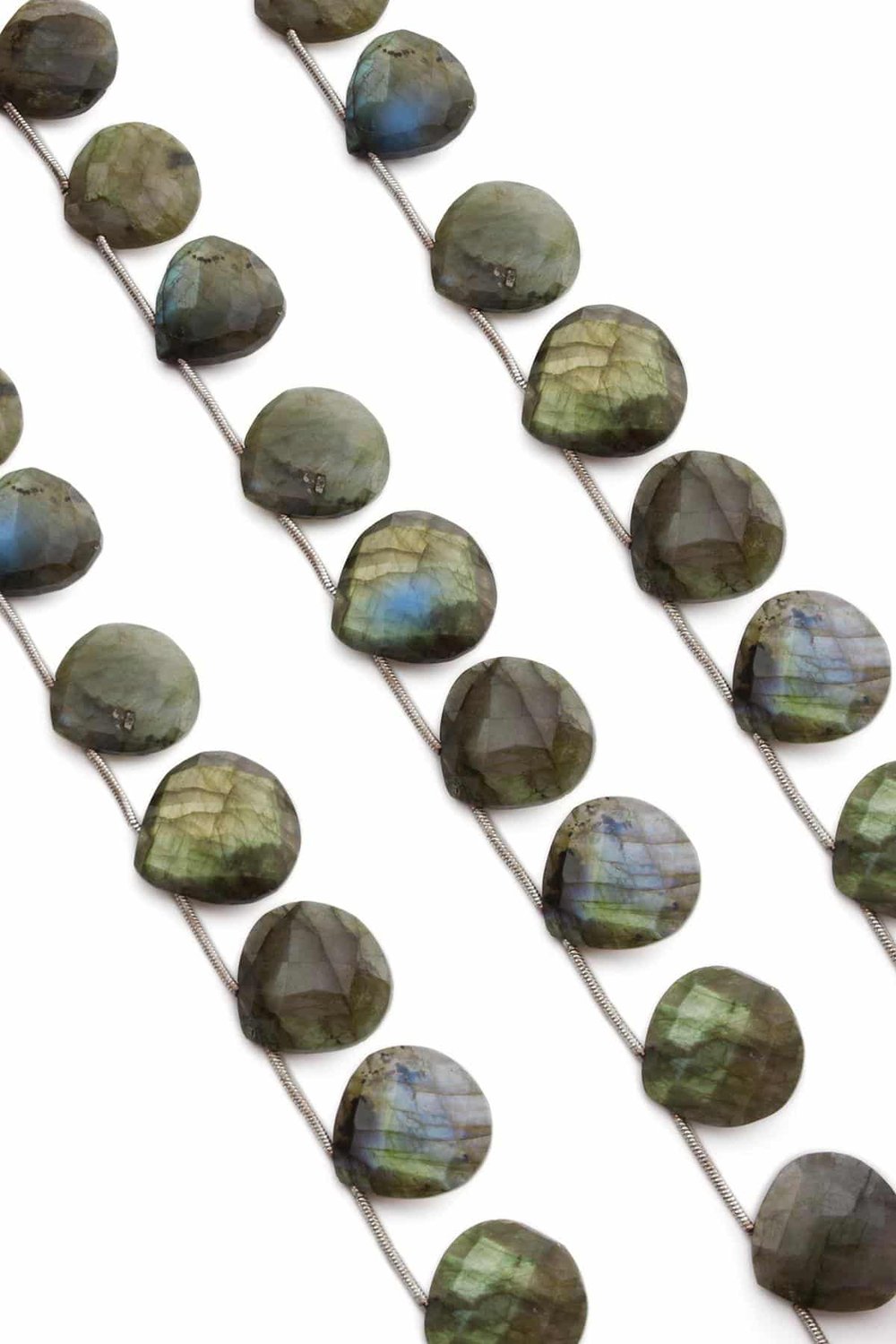 Labradorit Taşı Yassı Damla Kristal Kesim Parlak 20x6mm Doğal Taş Dizi [AA]