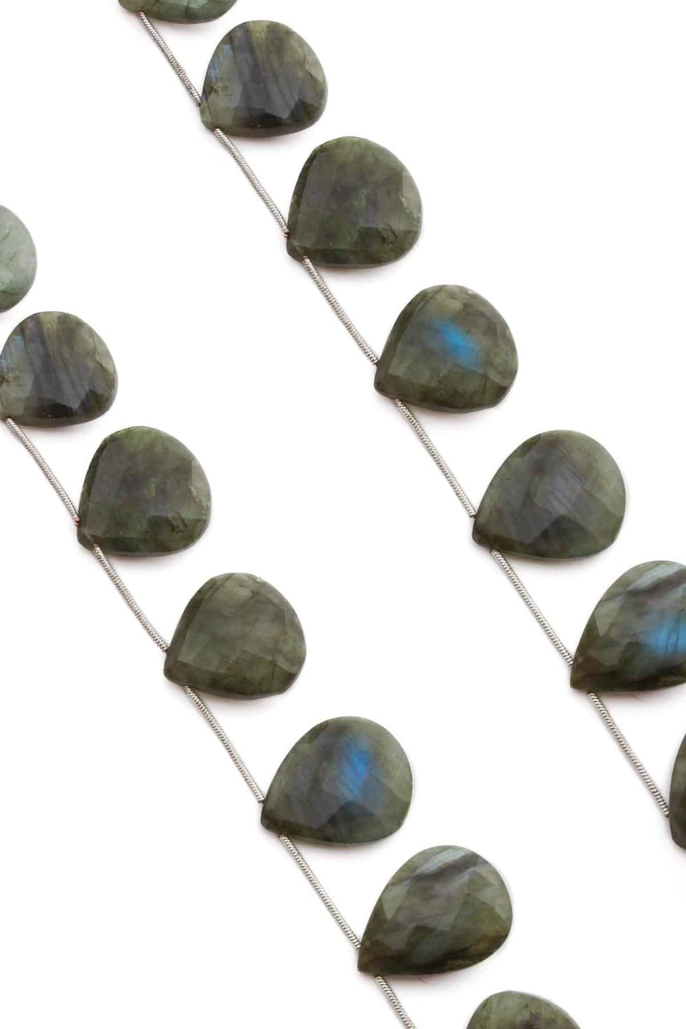 Labradorit Taşı Yassı Damla Kristal Kesim Parlak 25x22mm Doğal Taş Dizi [AA]