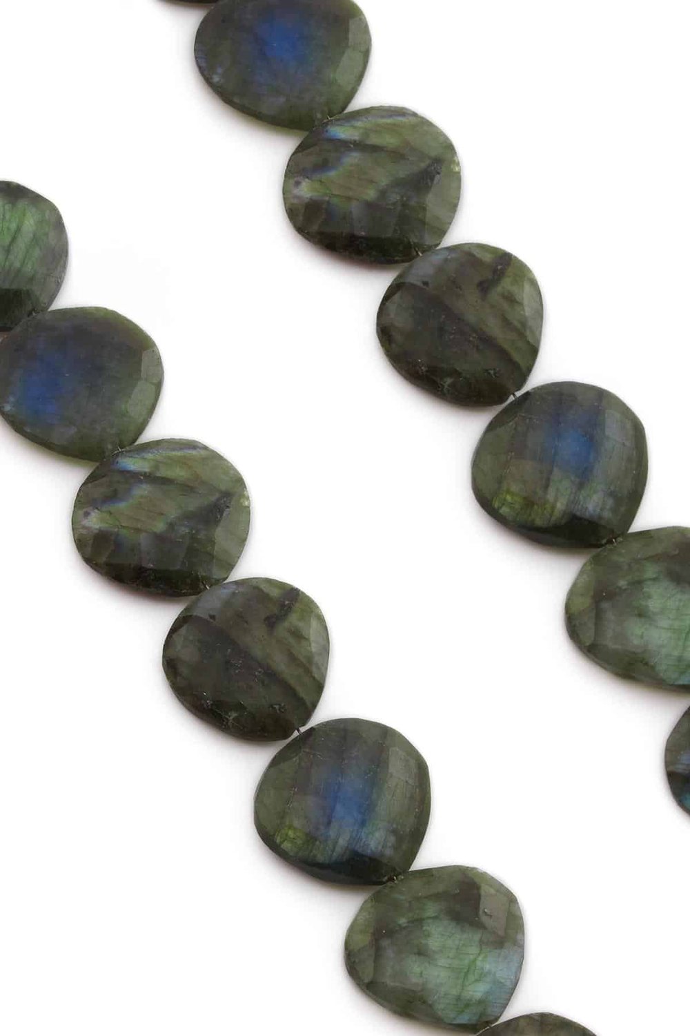 Labradorite Natural Stone Flat Drop Crystal Cut 27x8mm String Of Beads [AA]