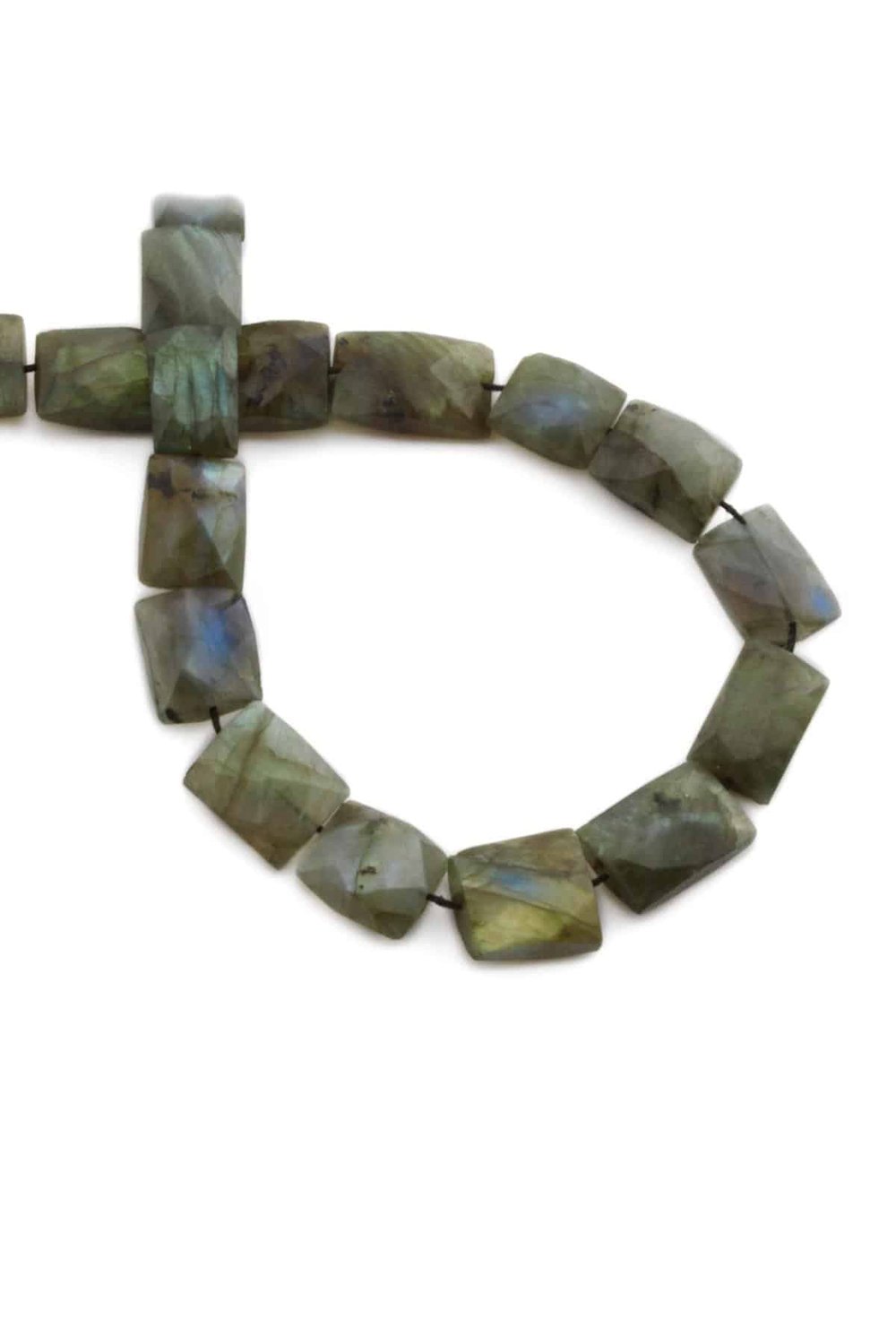 Labradorite Natural Stone Flat Square Crystal Cut 10x6mm String Of Beads [AA]
