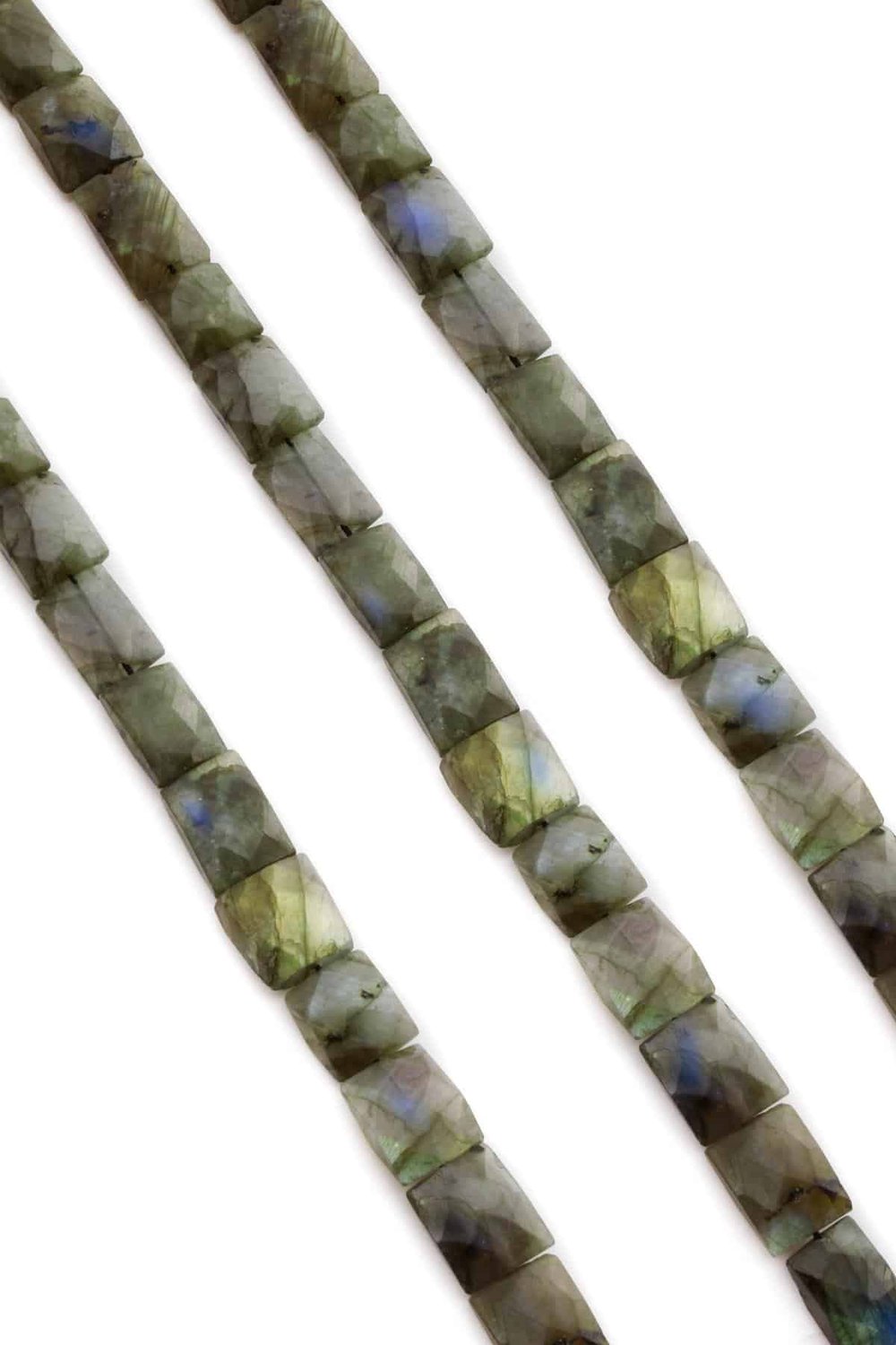 Labradorite Natural Stone Flat Square Crystal Cut 10x6mm String Of Beads [AA]