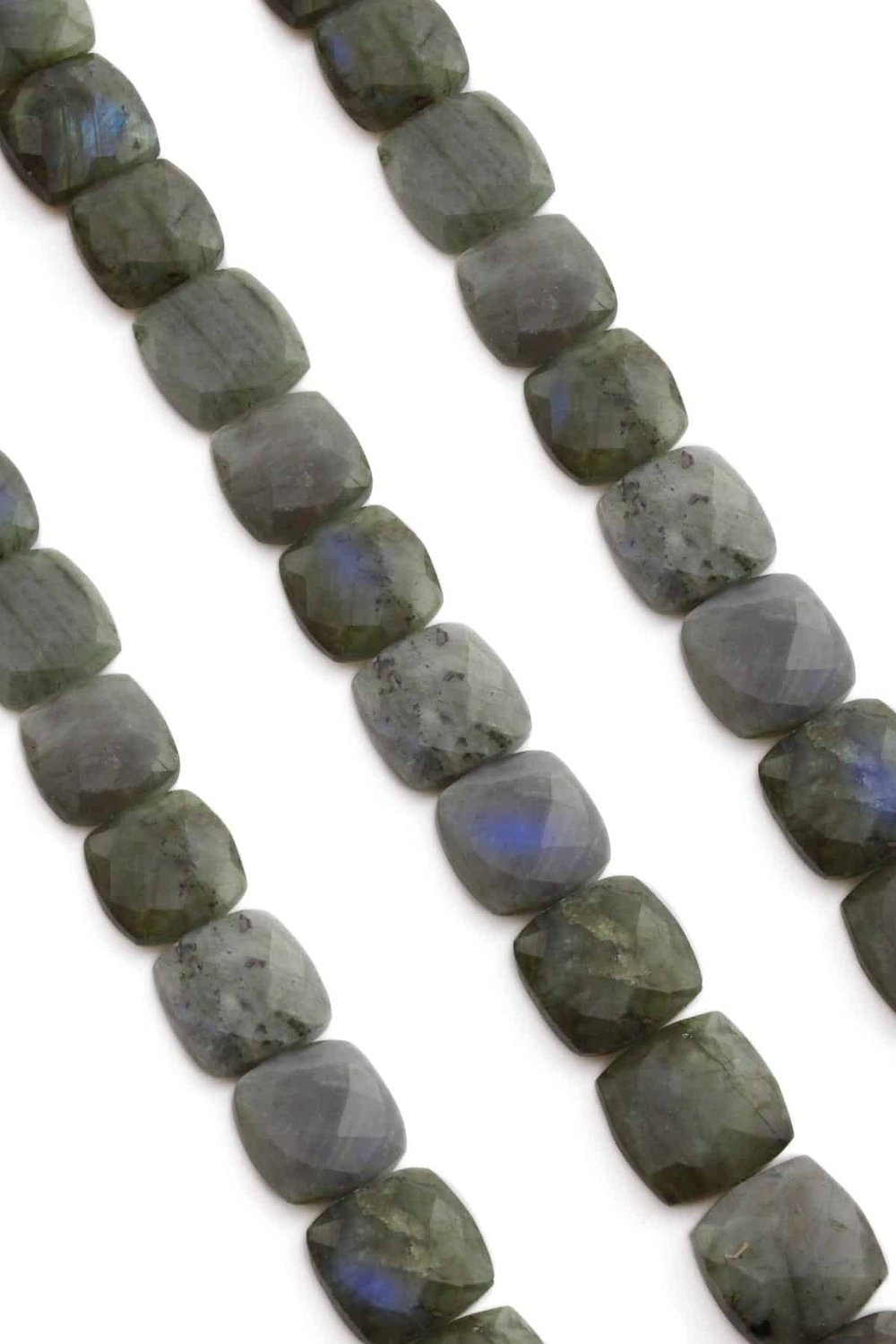 Labradorite Natural Stone Flat Square Crystal Cut 15x7mm String Of Beads [AA]