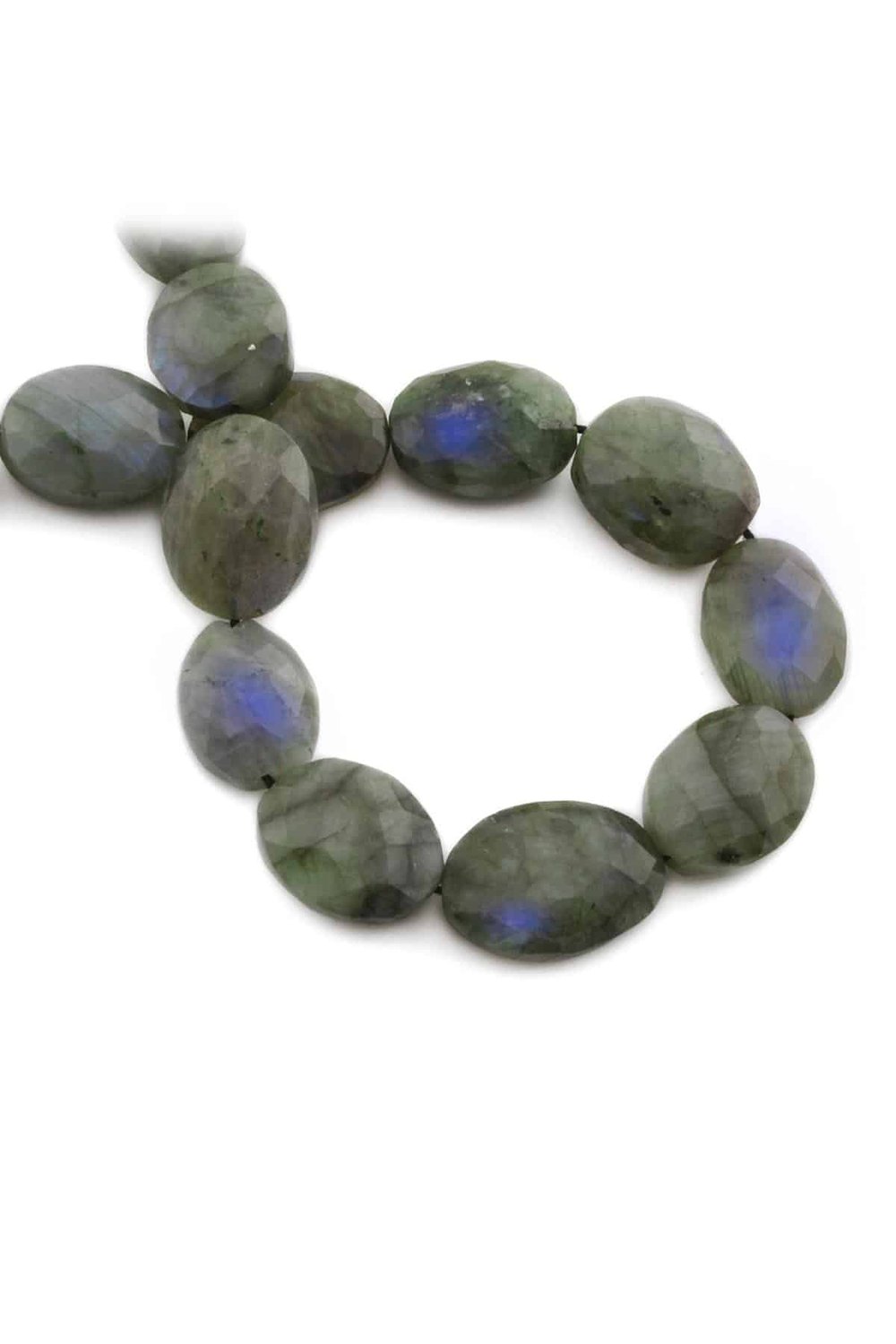 Labradorit Taşı Yassı Oval Kristal Kesim Parlak 16x18mm Doğal Taş Dizi [AA]