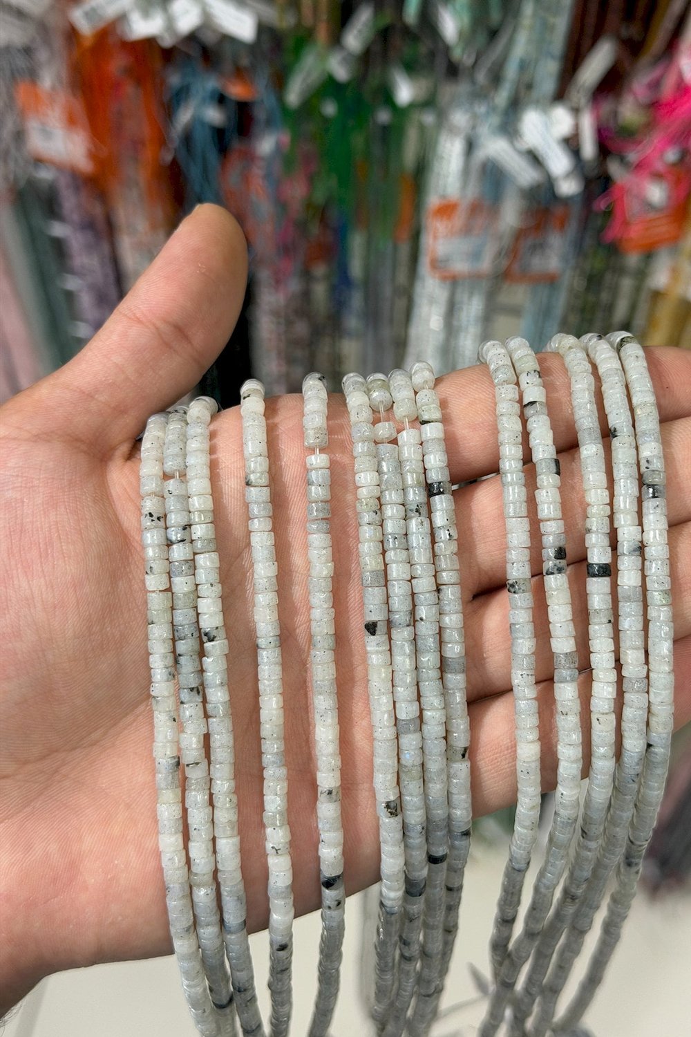 Labradorit Taşı Dore Kesim Parlak Gri 4x2mm Doğal Taş Dizi [AA]