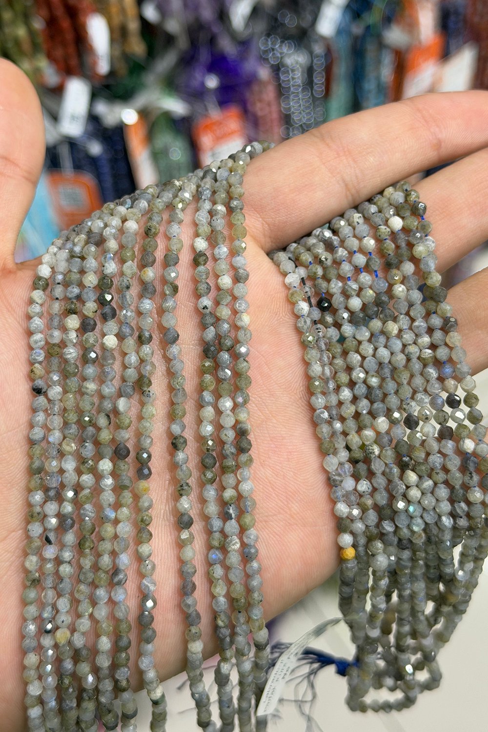 Labradorit Taşı Küre Faset Kristal Kesim Parlak 3mm Doğal Taş Dizi [AA]