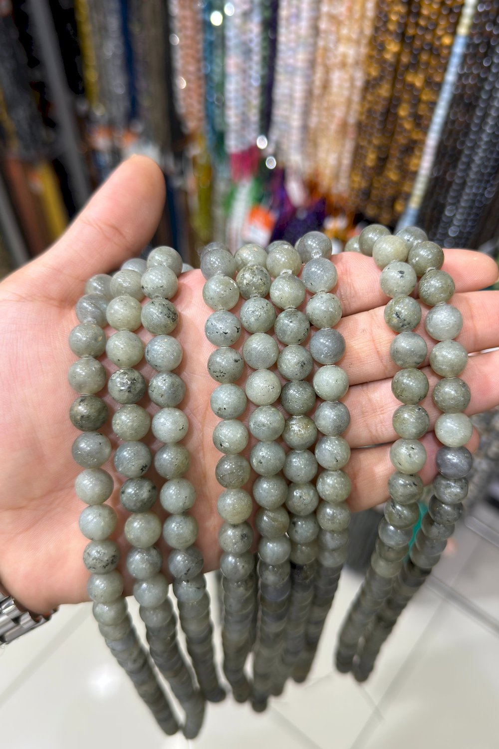 Labradorit Taşı Küre Kesim Parlak 10mm Doğal Taş Dizi [AA]