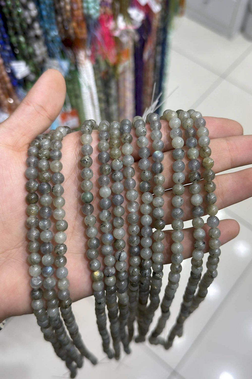 Labradorit Taşı Küre Kesim Parlak 6mm Doğal Taş Dizi [B+]