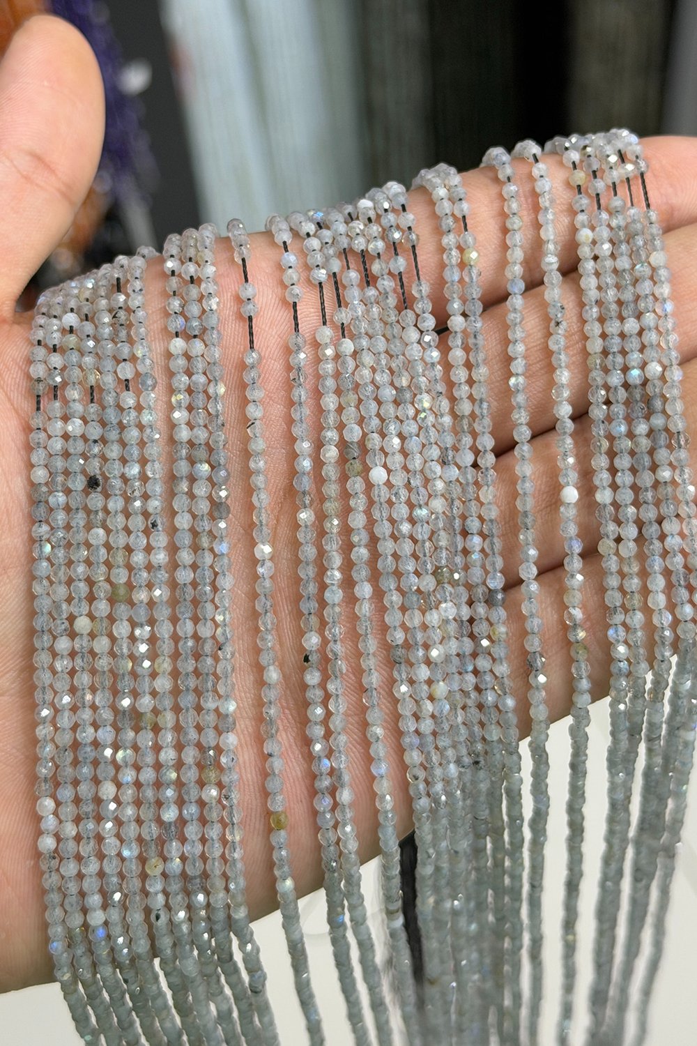 Labradorit Taşı Küre Kristal Kesim Parlak 2mm Doğal Taş Dizi [AA]