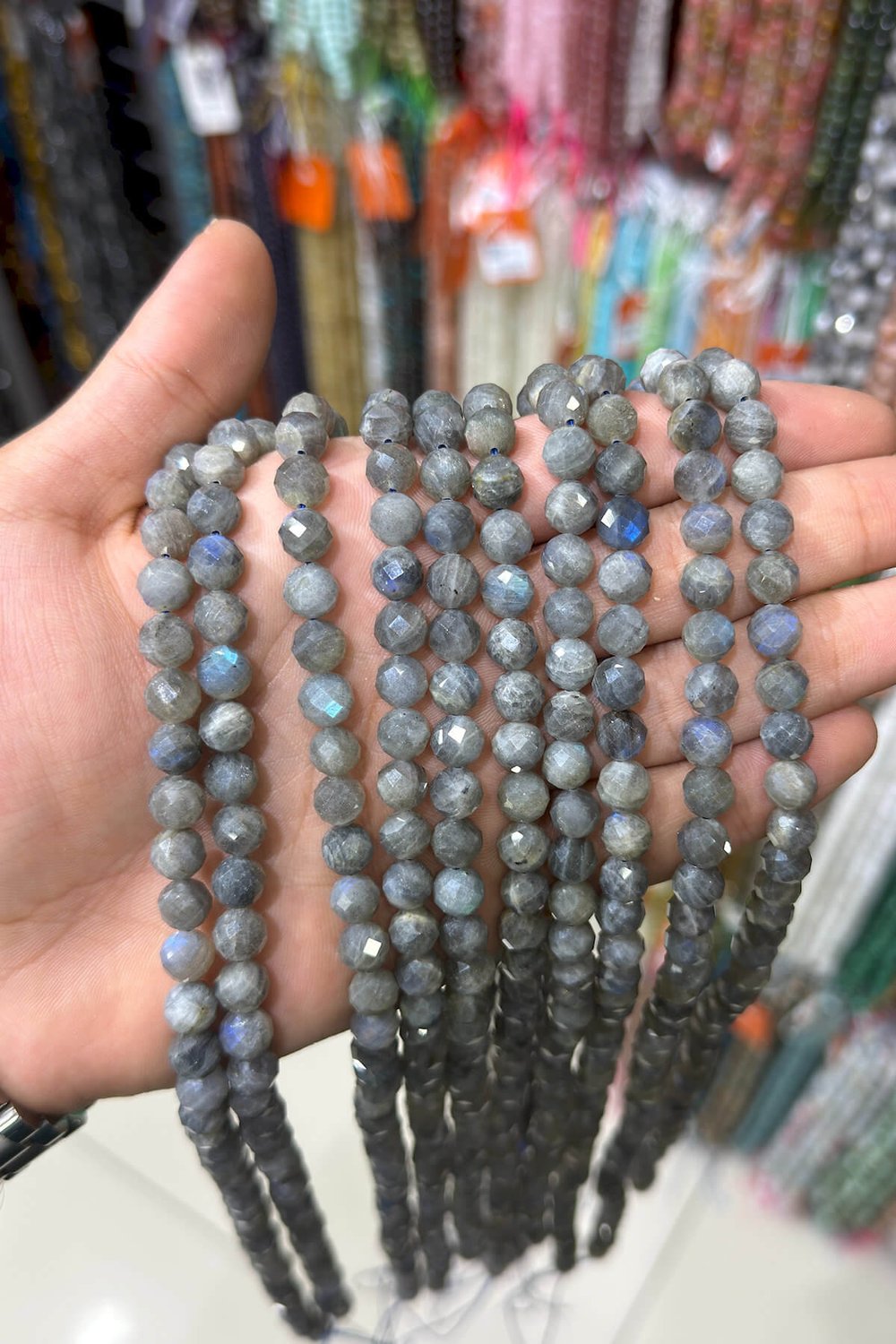 Labradorit Taşı Küre Kristal Kesim Parlak 8mm Doğal Taş Dizi [AA]