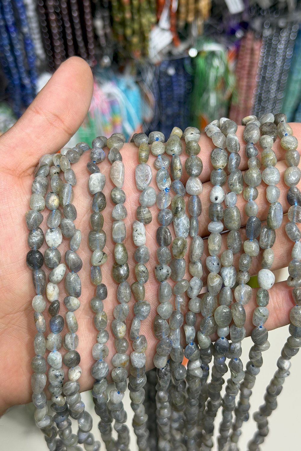 Labradorite Natural Stone Tumbler Cut 6x8mm String Of Beads