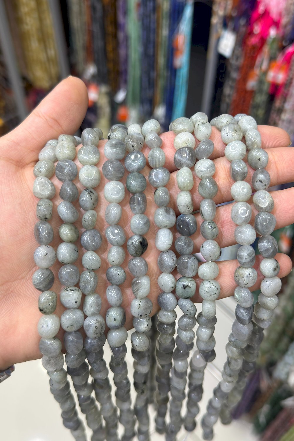 Labradorit Taşı Tımbıl Kesim Parlak 7x10mm Doğal Taş Dizi [AA]