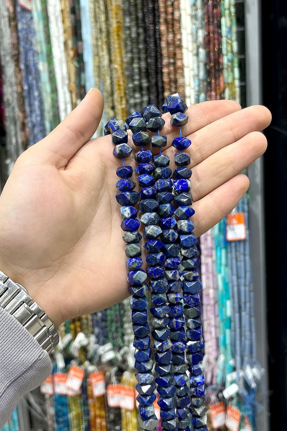 Lapis Lazuli Natural Stone Washer Cut String Of Beads