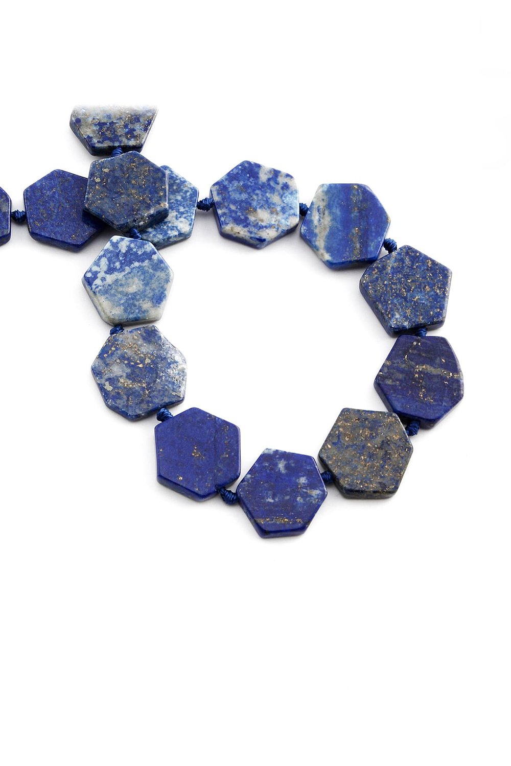 Lapis Lazuli Taşı Yassı Altıgen Kesim 16x4mm Doğal Taş Dizi