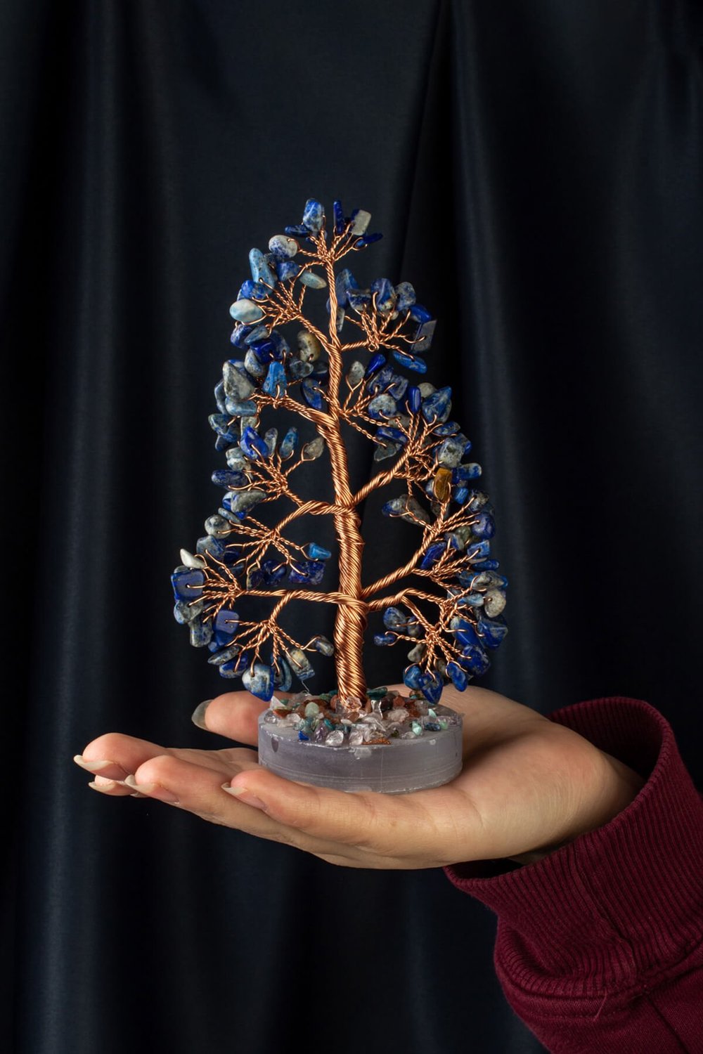 Lapis Lazuli Stone Handmade 5x15 cm Decorative Tree of Life