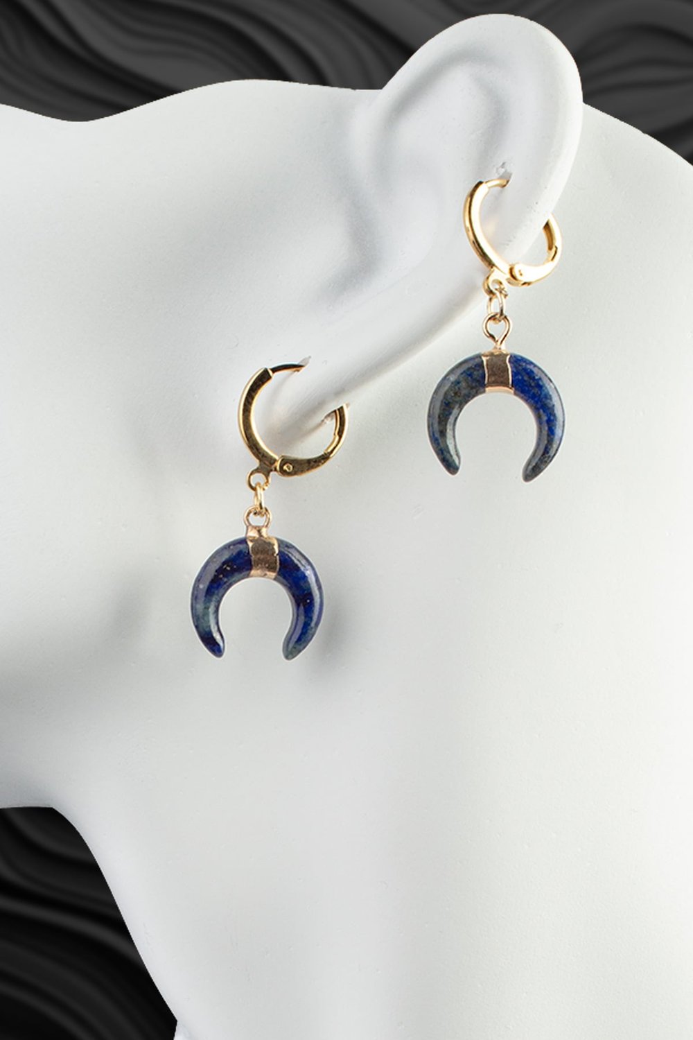 Lapis Lazuli Taşı Hilal Kesim Küpe