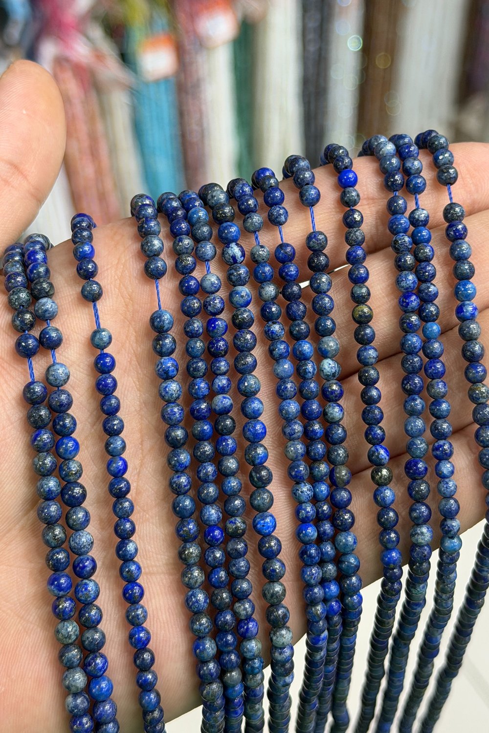 Lapis Lazuli Taşı Küre Kesim Parlak 4mm Doğal Taş Dizi [Ab]