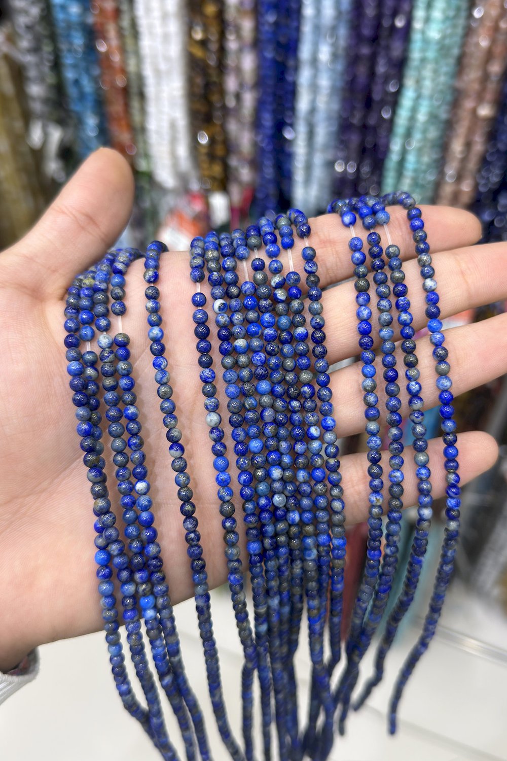 Lapis Lazuli Taşı Küre Kesim Parlak 4mm Doğal Taş Dizi