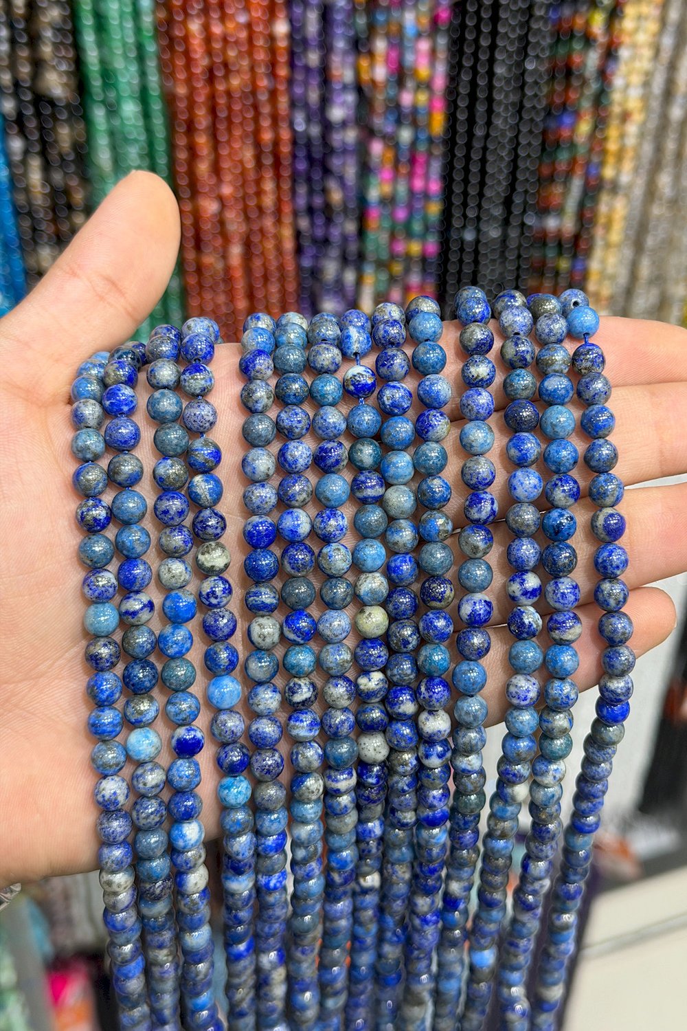 Lapis Lazuli Taşı Küre Kesim Parlak 6mm Doğal Taş Dizi [AB+]
