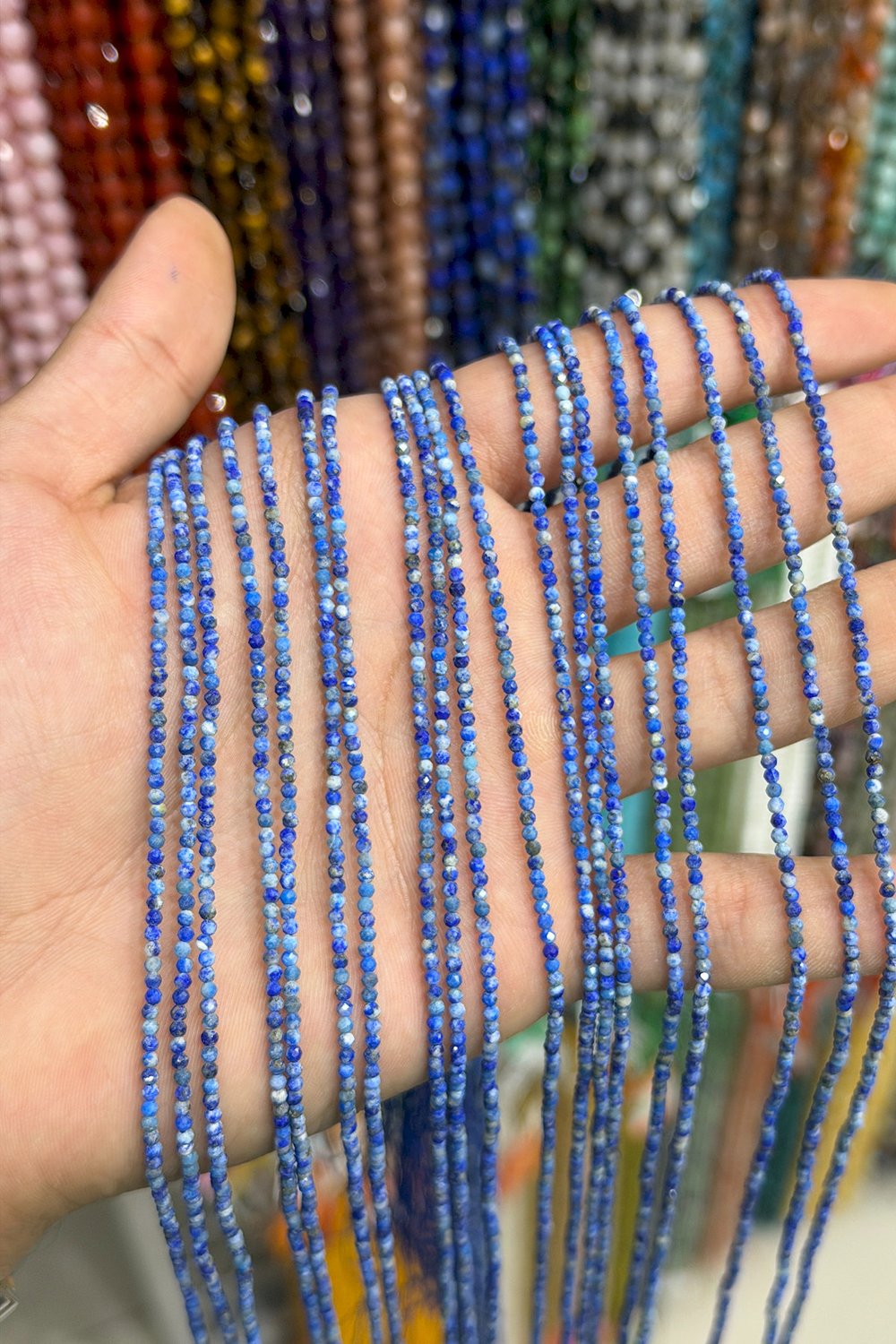 Lapis Lazuli Stone Crystal-Faceted Round Shiny 2mm Bead Strand [AA]