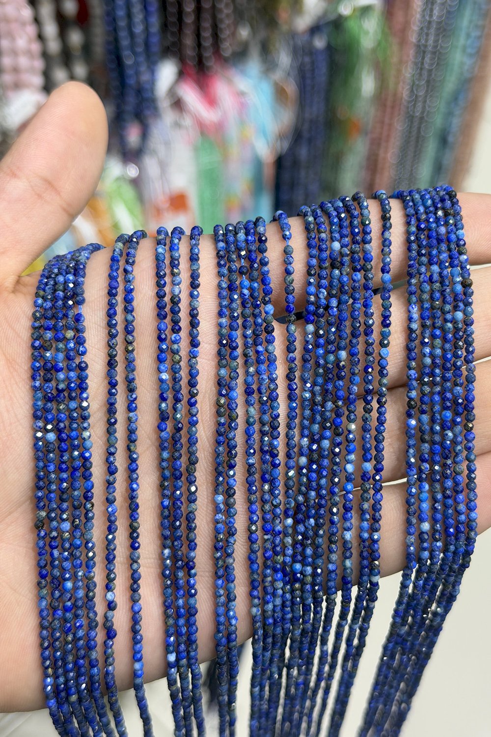 Lapis Lazuli Natural Stone Shiny Globe Crystal Cut 2mm String Of Beads