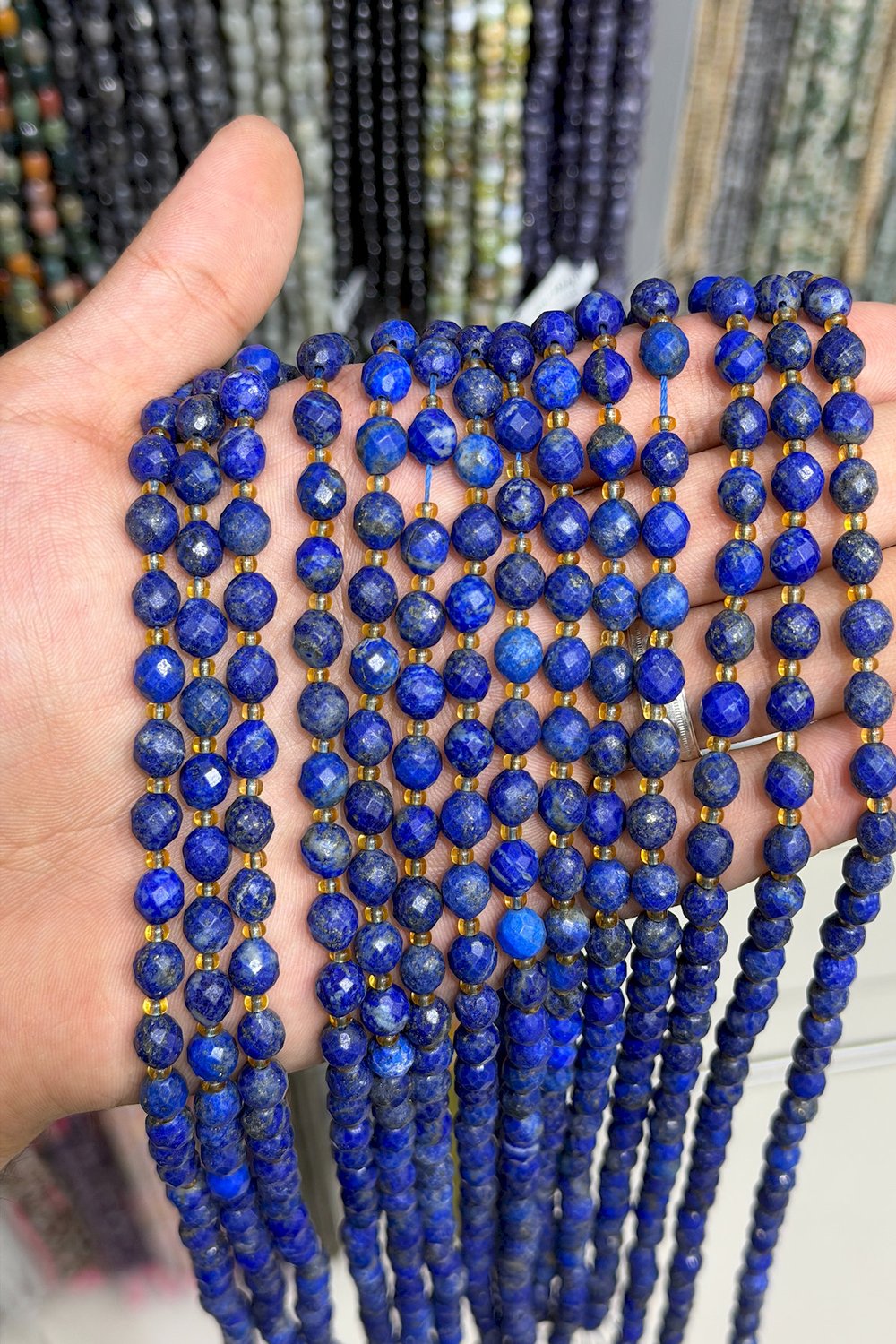 Lapis Lazuli Taşı Faset Arpa Kesim 6x8mm Doğal Taş Dizi [AA]