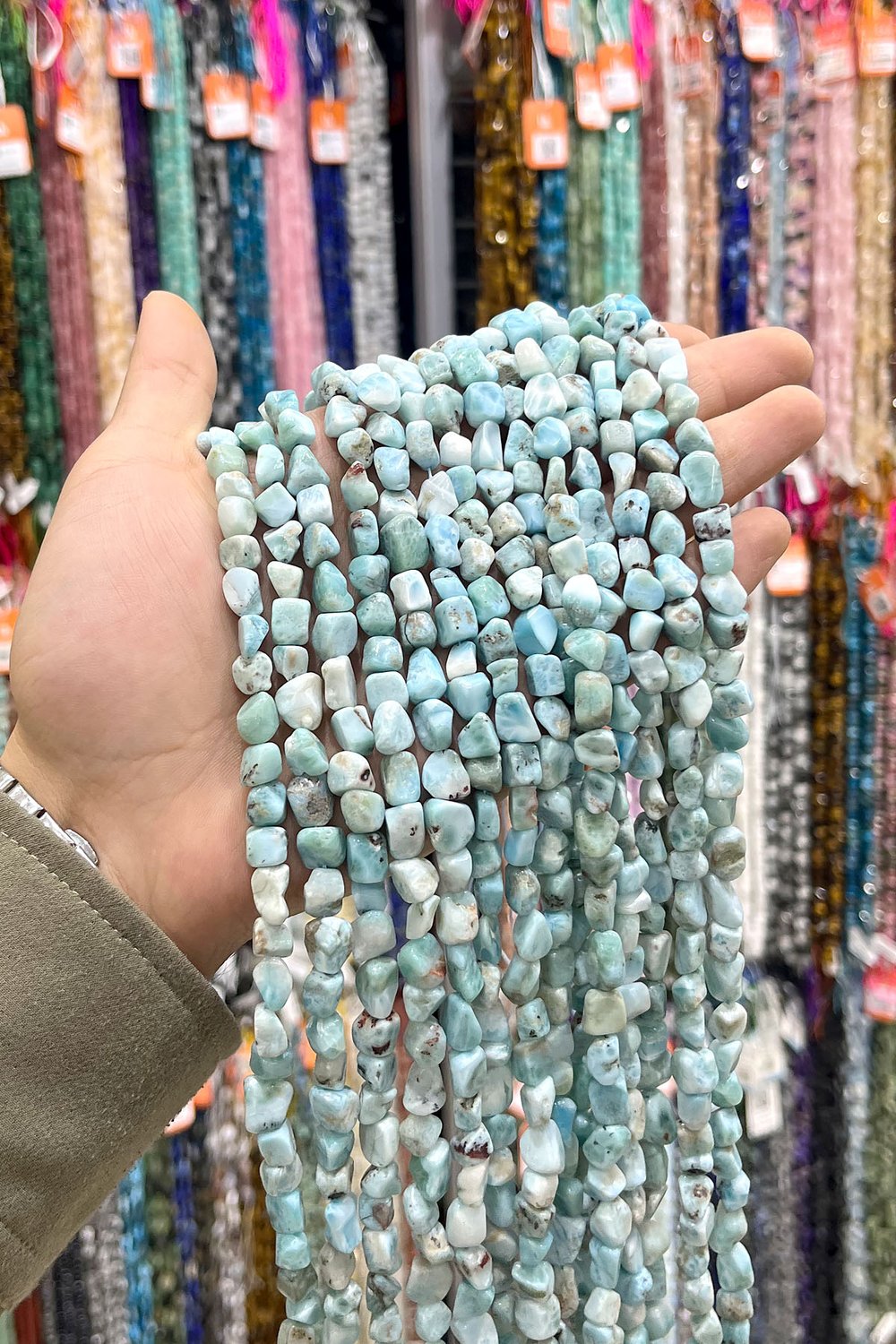 Larimar Taşı Tımbıl Kesim 8x12mm Doğal Taş Dizi