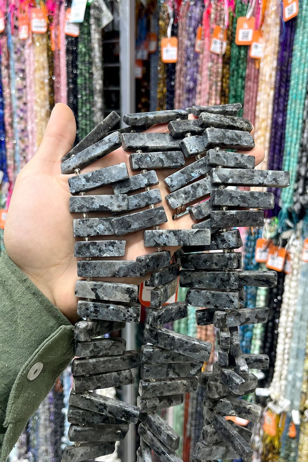 Larvakit Natural Stone Rectangular Cut 10x40mm String Of Beads