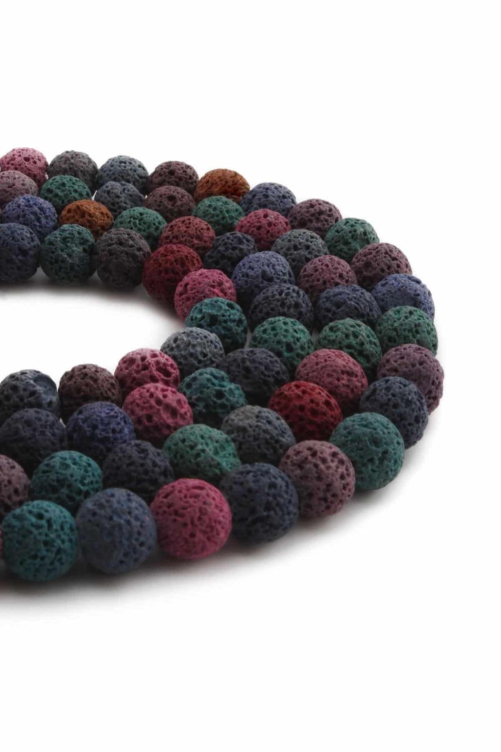 Lava Stone Natural Stone Globe Cut 10mm String Of Beads