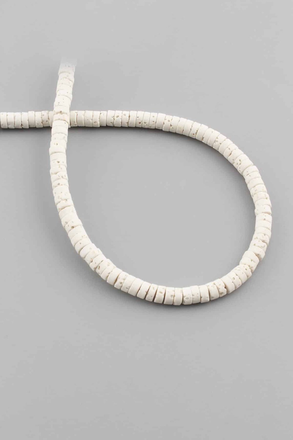 Lava Stone Dore Cut Matte White 4x2mm Bead Strand [AA]