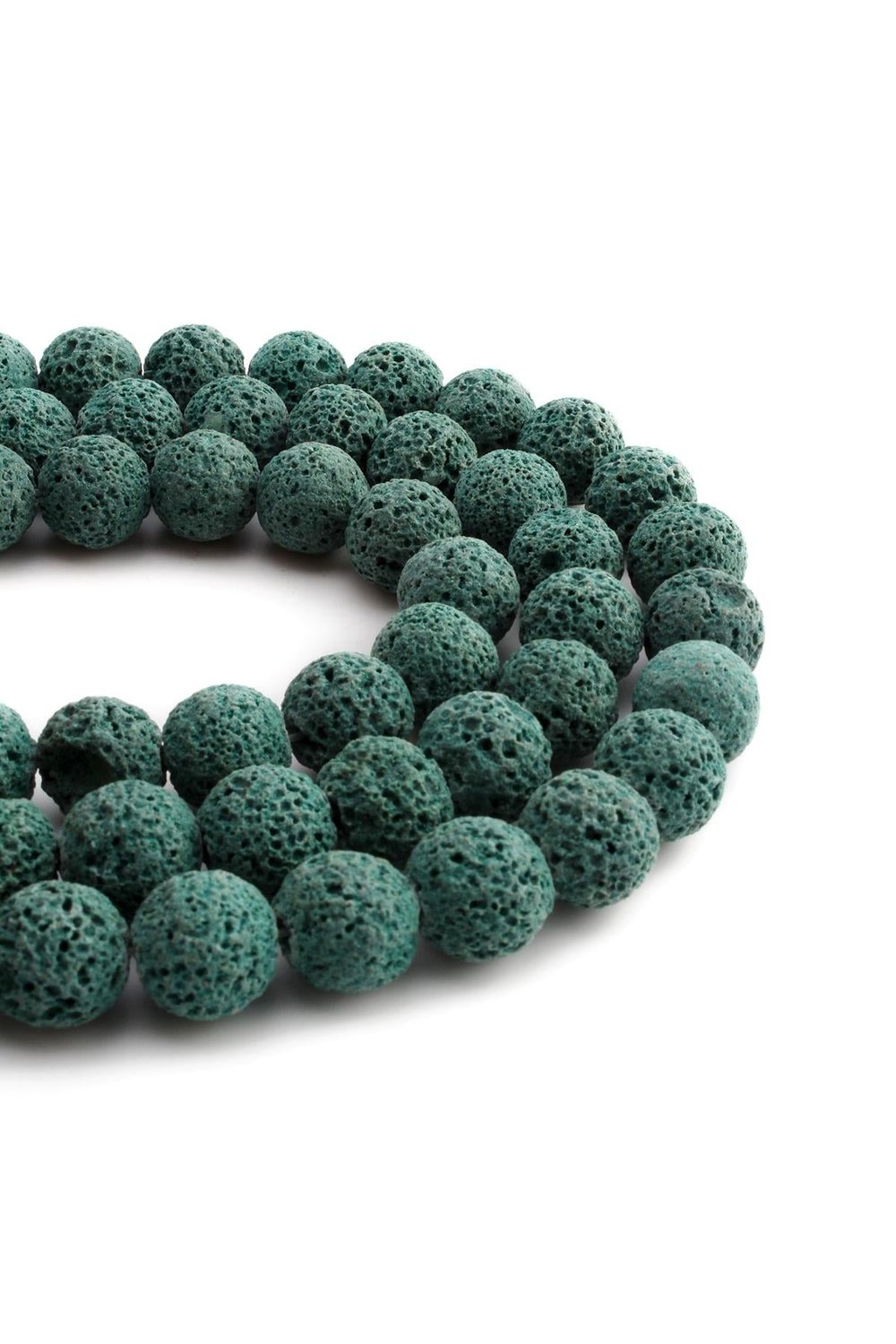 Lava Stone Natural Stone Matte Water Green Globe Cut 14mm String Of Beads