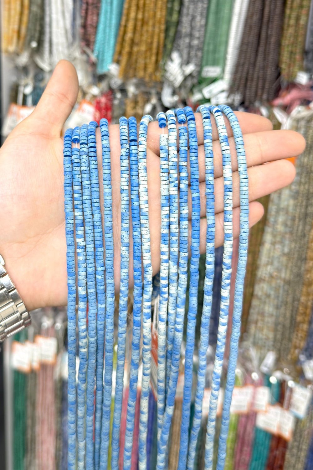 Lav Taşı Dore Kesim Mat Mavi 4x2mm Doğal Taş Dizi [AA]