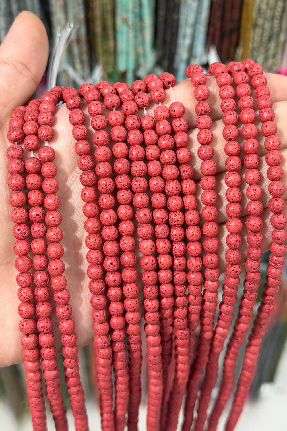 Lav Taşı Küre Kesim Mat Kırmızı 6mm Doğal Taş Dizi